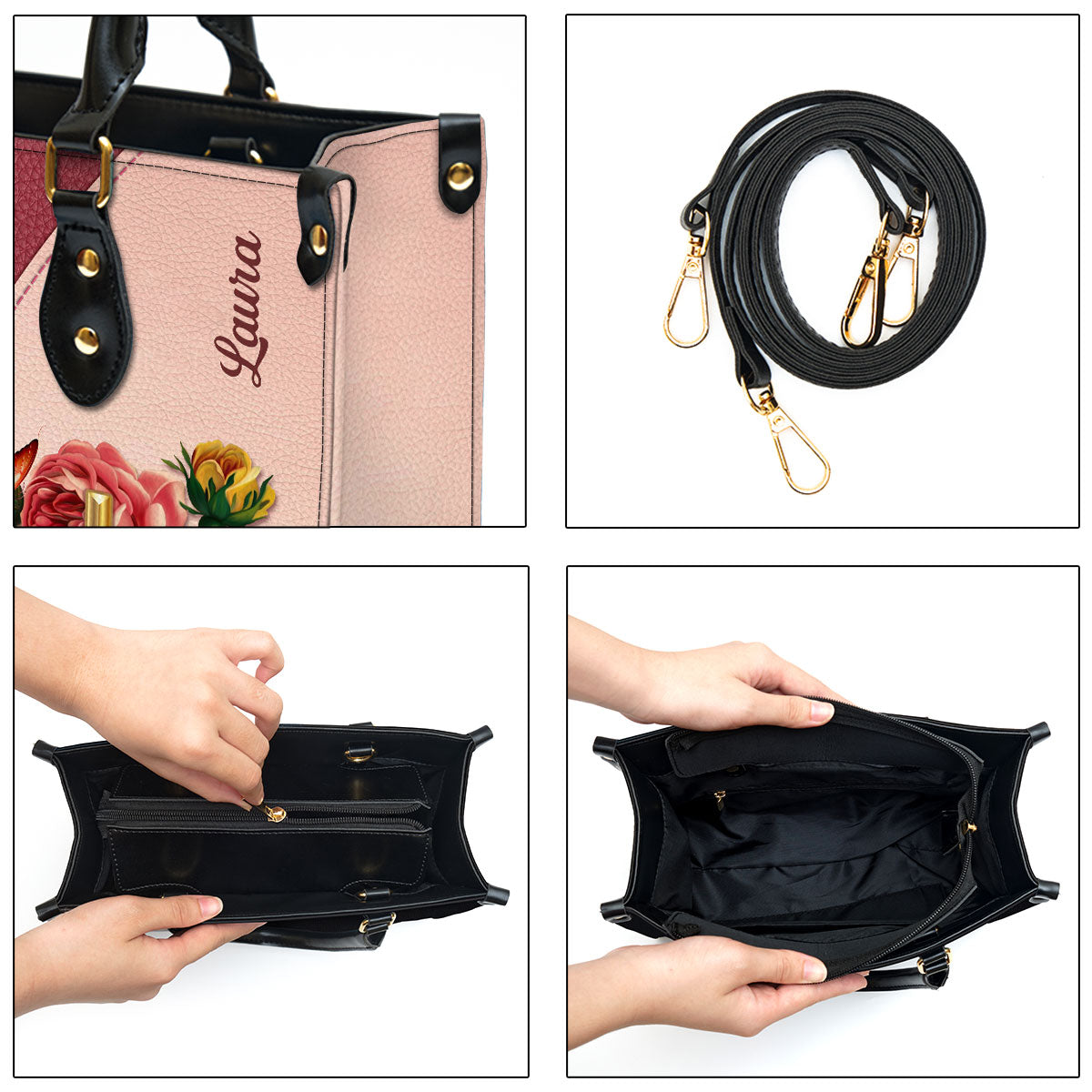 Personalized Gorgeous Rose Don‘T Worry About Anything Leather Bag - Christian Pu Leather Bags For Women