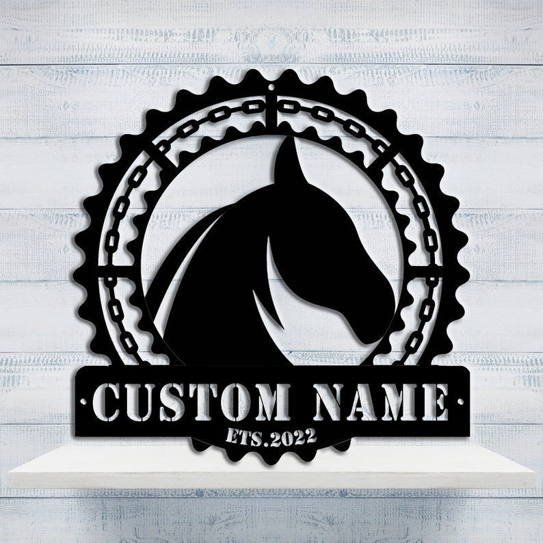 Personalized Horse Metal Sign - Farm Horse Sign - Customized Front Door Welcome Horse - Antique Indoor Outdoor Metal Art - Housewarming Gift