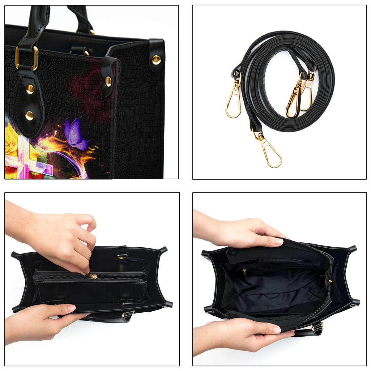 Personalized I Will Walk By Faith Even When I Cannot See Leather Bag - Christian Pu Leather Bags For Women