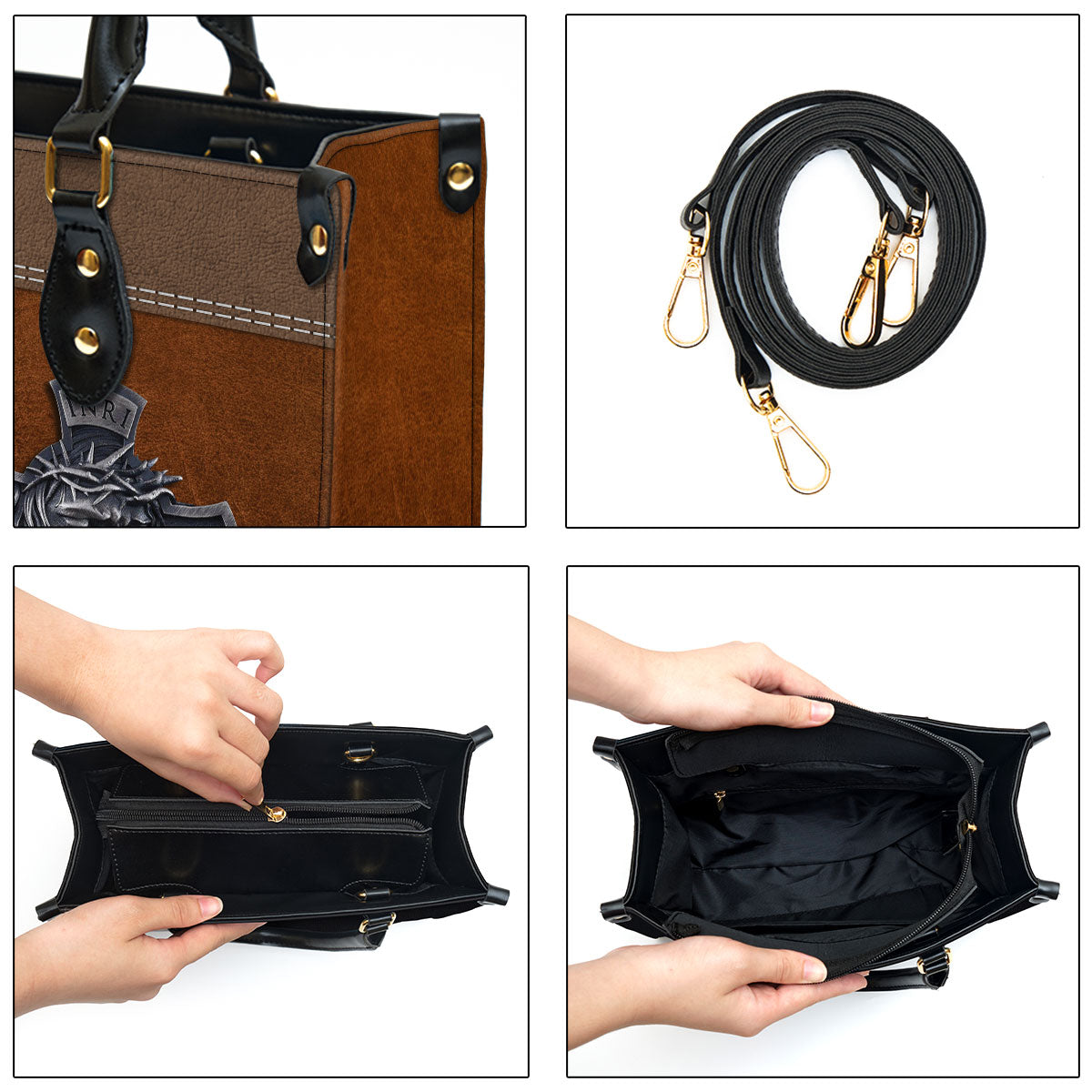 Personalized In Christ Alone My Hope Is Found Special Cross Leather Bag - Christian Pu Leather Bags For Women