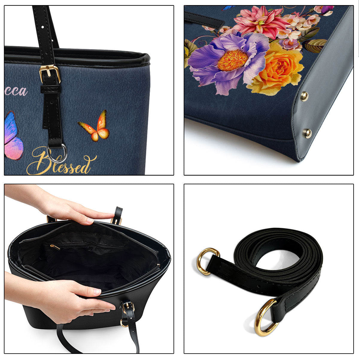 Personalized Large Leather Tote Bag Blessed Is The Woman Who Trusts In The Lord Jeremiah 177 - Spiritual Gifts For Christian Women