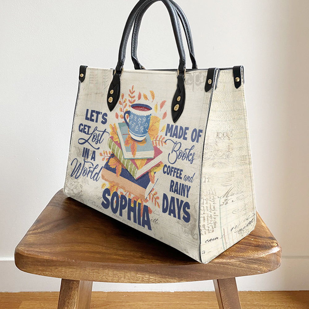 Personalized Lets Get Lost In A World Made Of Books Leather Bag - Women's Pu Leather Bag - Best Mother's Day Gifts