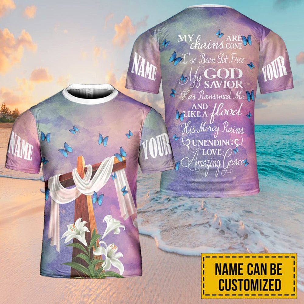 Personalized Name Easter Lily Butterfly Jesus Cross 3D Printed T Shirts