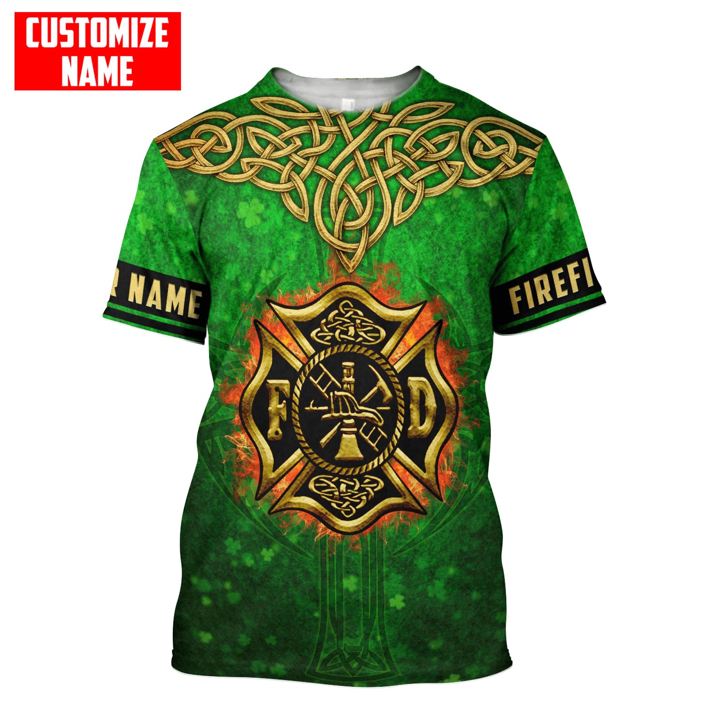 Personalized Name Firefighter Happy St. Patrick's Shirt 3d Print - St Patricks Day 3D Shirts for Men & Women