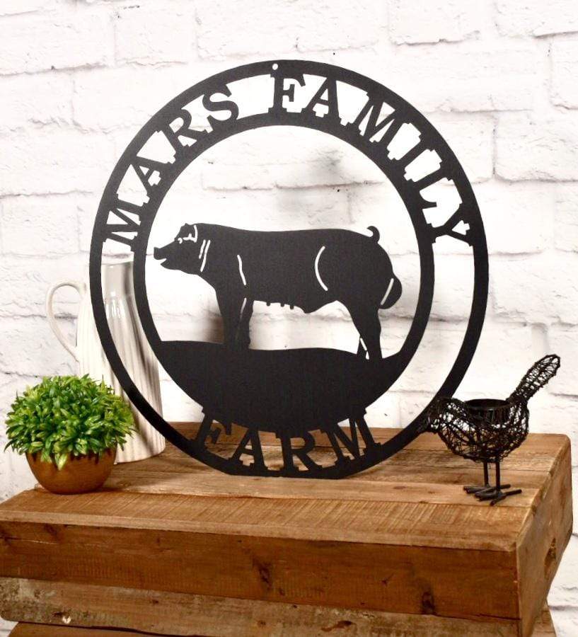 Personalized Pig Farm Metal Sign Cut Metal Sign Metal Wall Art Metal House Sign