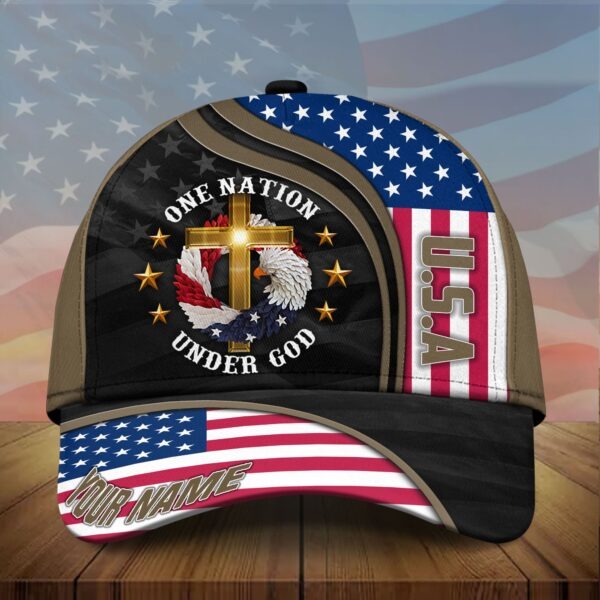 Personalized Premium Eagle Usa Baseball Cap One Nation Under God 3D Printed Classic Hat Multicolor