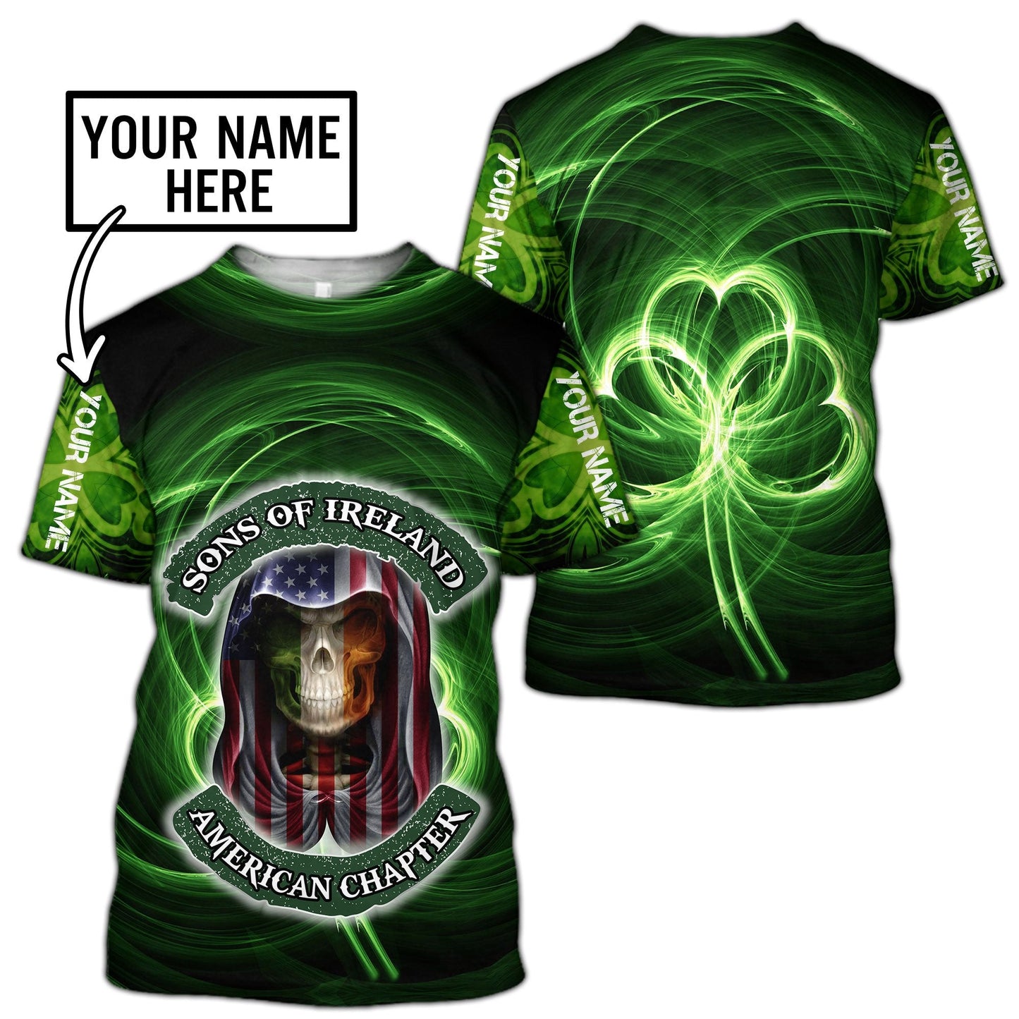 Personalized Skull Irish St Patrick Day 3d Print Tee Shirts - St Patricks Day 3D Shirts for Men & Women