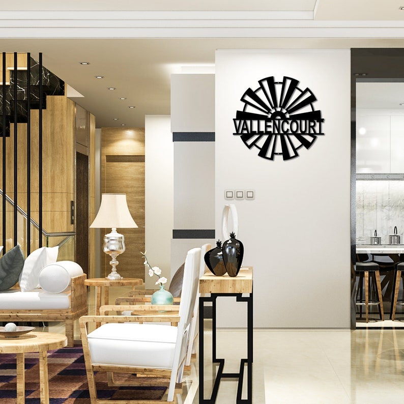 Personalized Windmill Metal Wall Sign Last Name Farmhouse Decor Wall Art Rustic Wall Decor Indoor Or Outdoor