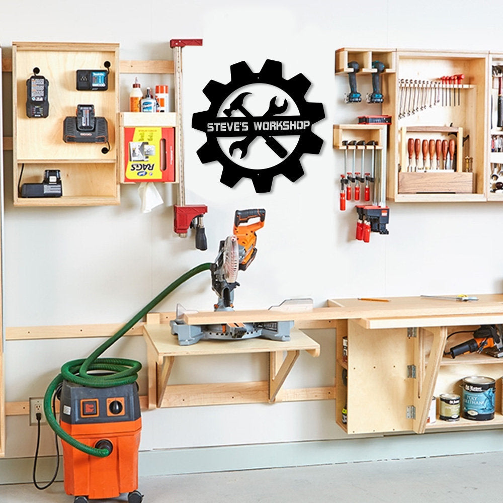 Personalized Workshop Metal Wall Art Sign - Work Shop Metal Sign - Work Shop Wall Art - Garage Wall Art Sign