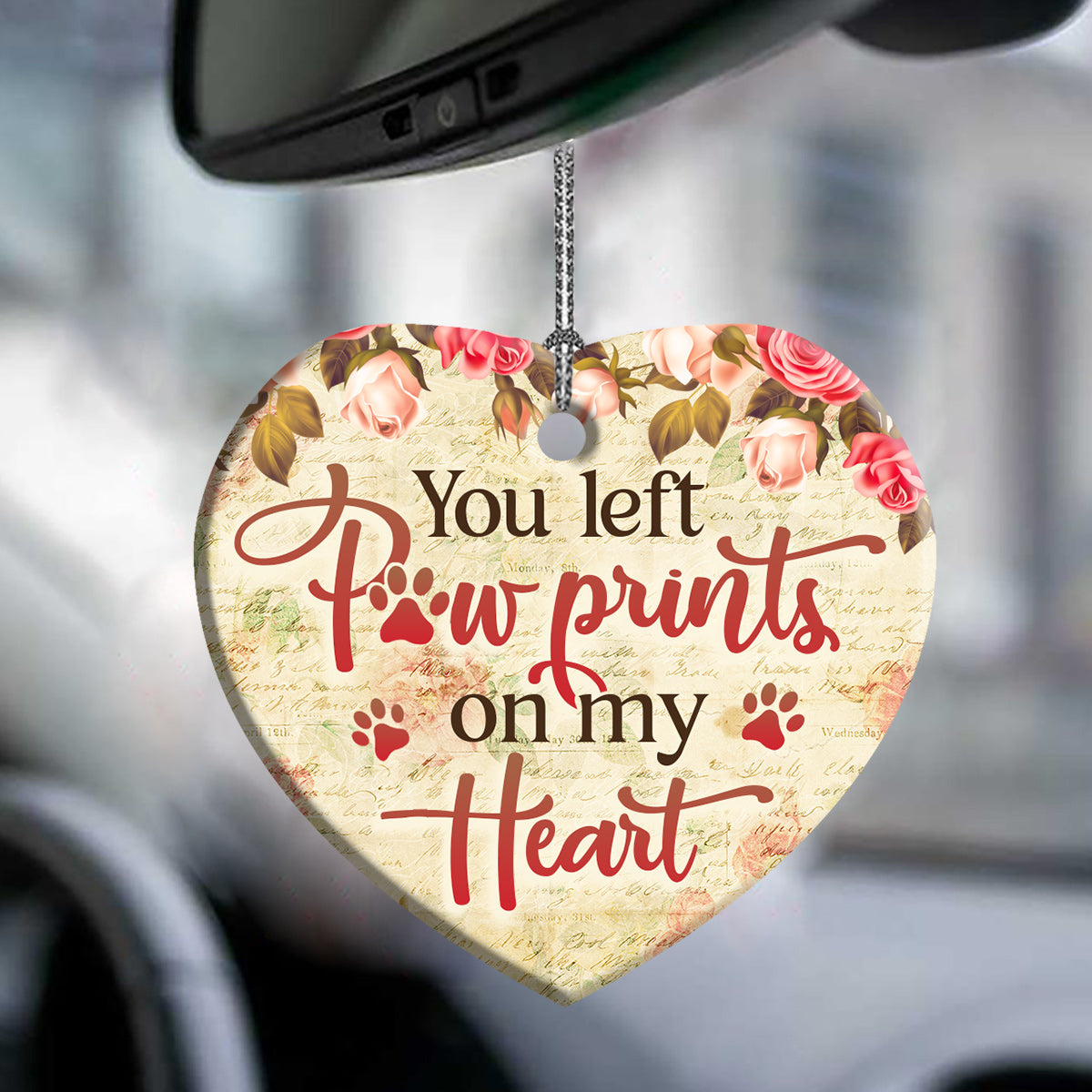 Pet Memorial Angel You Left Paw Prints On My Heart Heart Ceramic Ornament - Christmas Ornament - Christmas Gift