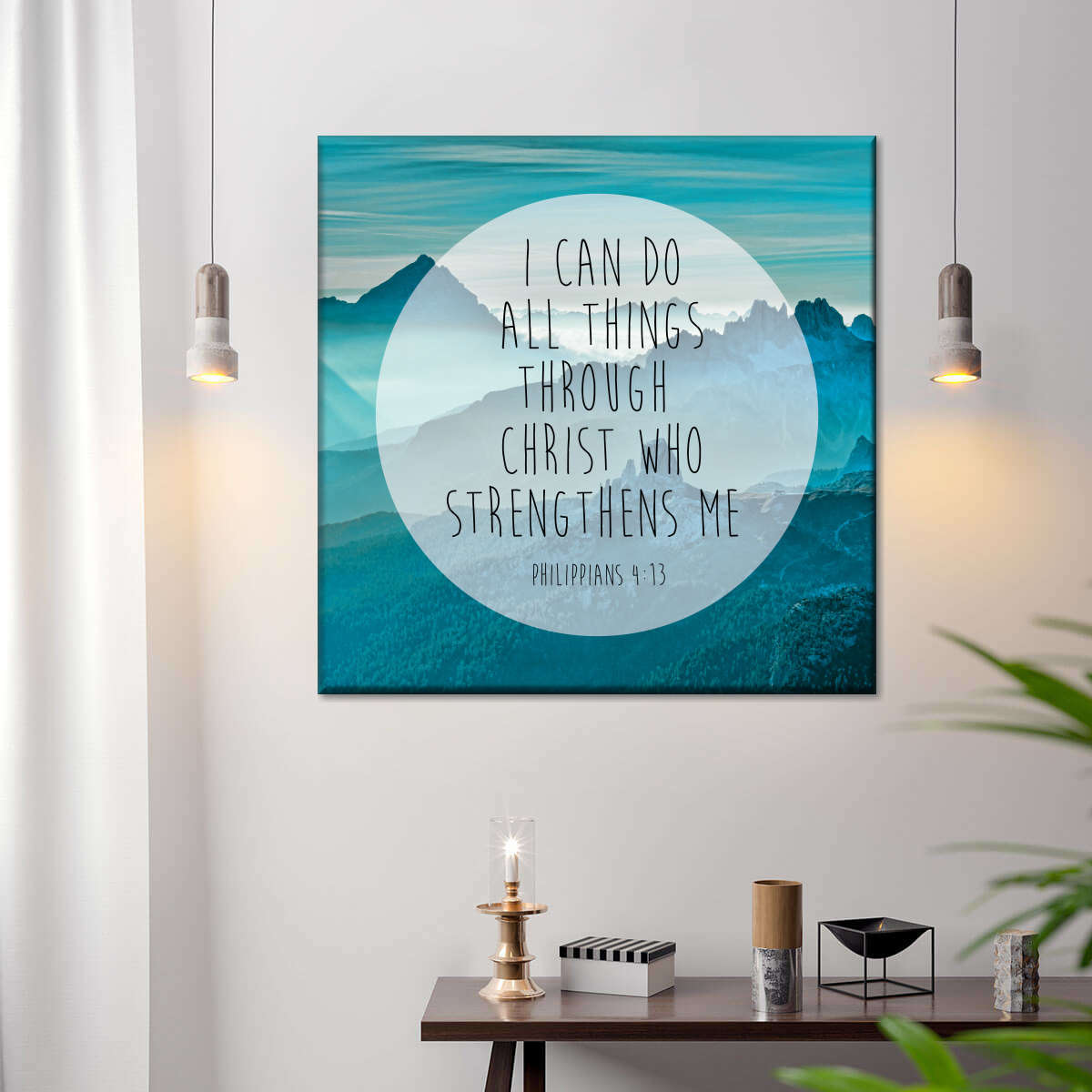 Philippians 4-13 Square Canvas Art - Christian Wall Decor - Christian Wall Hanging