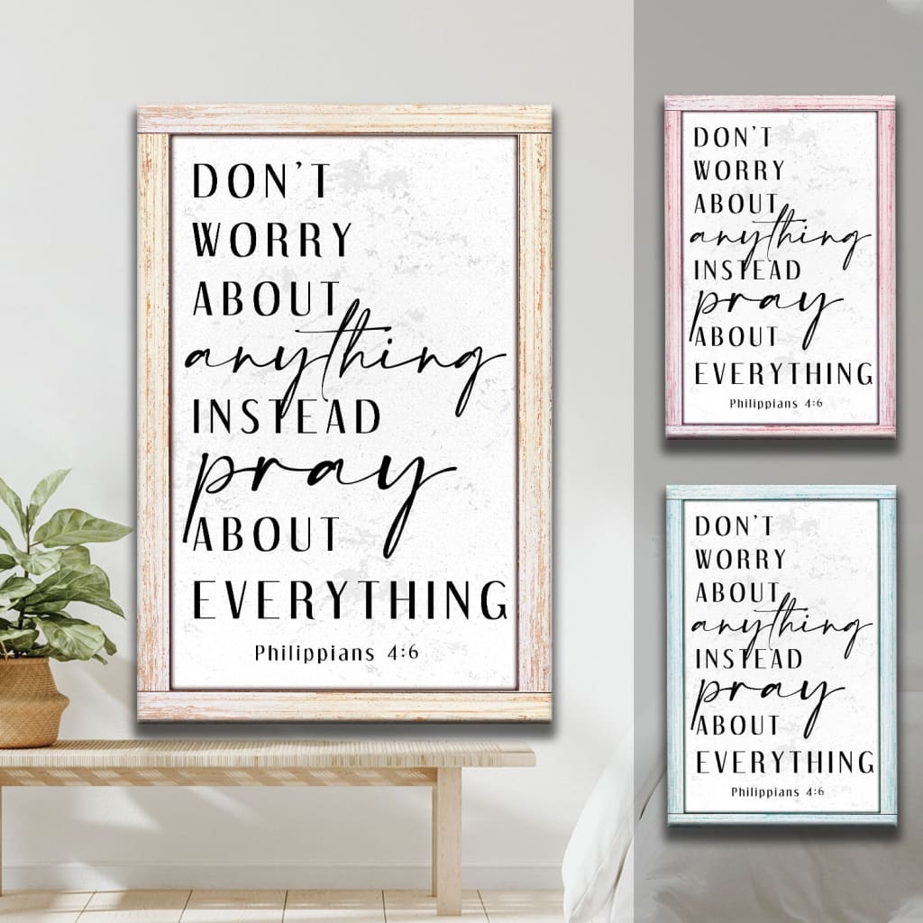 Philippians 46 Don’t Worry About Anything 2 Canvas Art - Bible Verse C ...