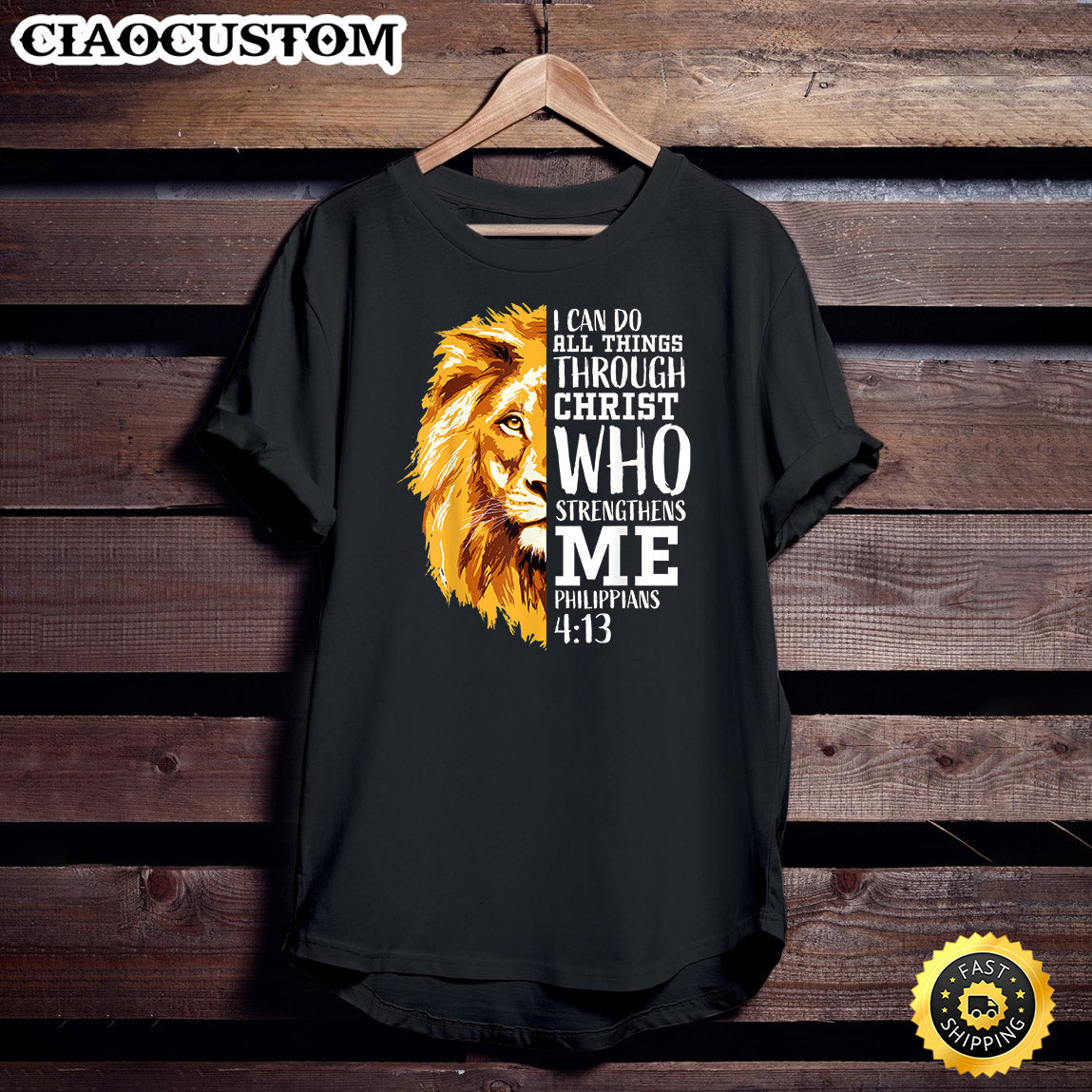 Philippians 4_13 Gifts Men Verses Religious Lion T-Shirt - Christian Shirt
