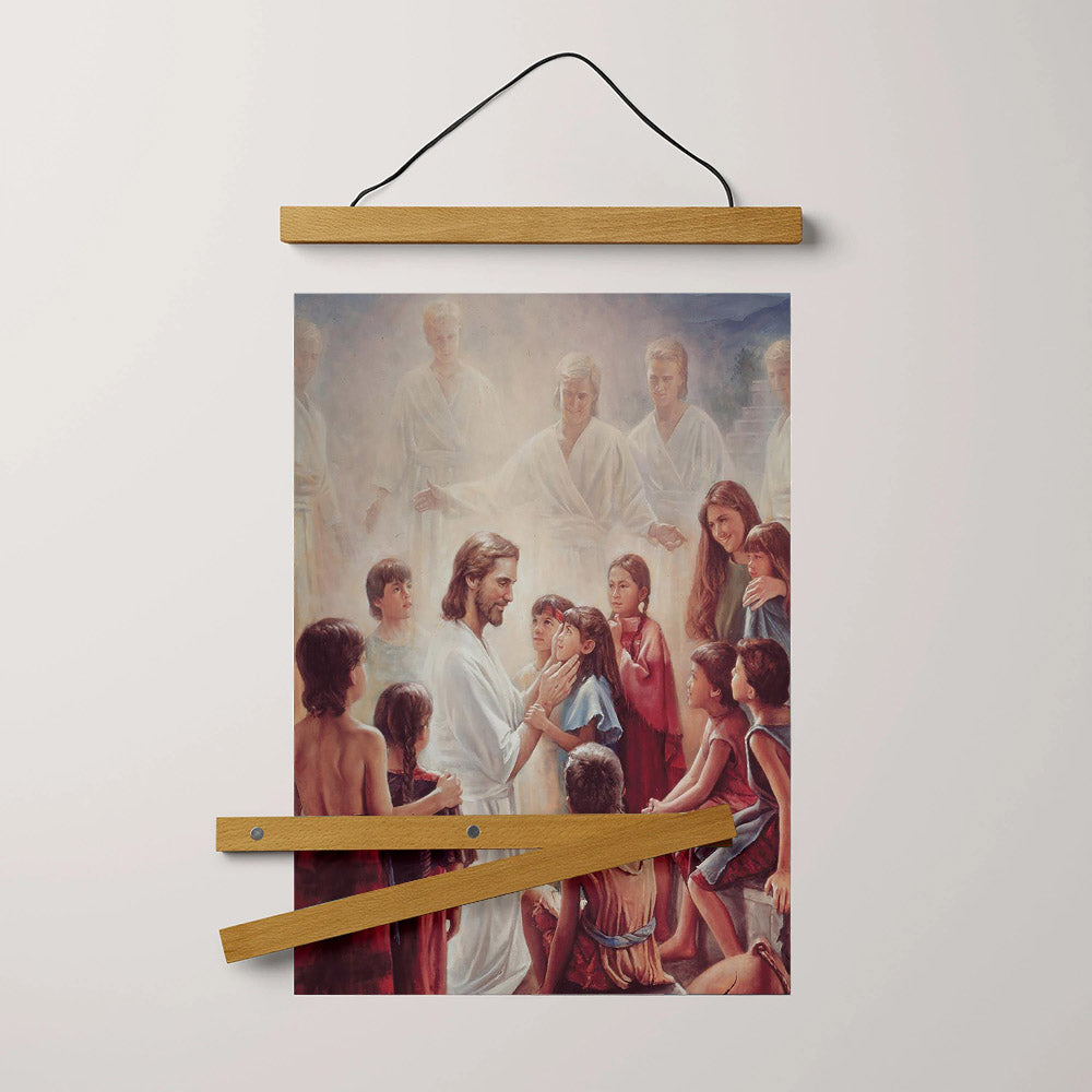 Pictures Of Jesus With Children - Behold Your Little Ones Portrait Hanging Canvas Wall Art - Christian Wall Decor - Religious Canvas