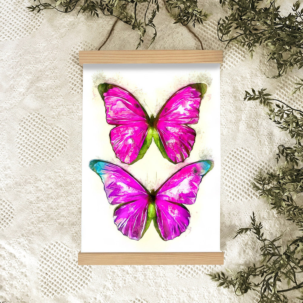 Pink Butterflies Painting Hanging Canvas Wall Art - Canvas Wall Decor - Home Decor Living Room