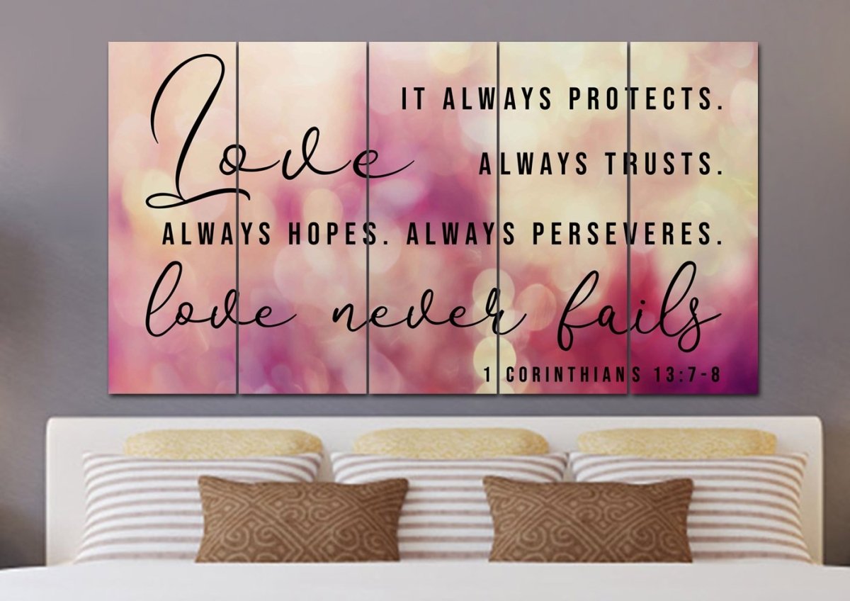 Pink & Purple Love Is Patient, Love Is Kind Wall Art - Christian Canvas Wall Art