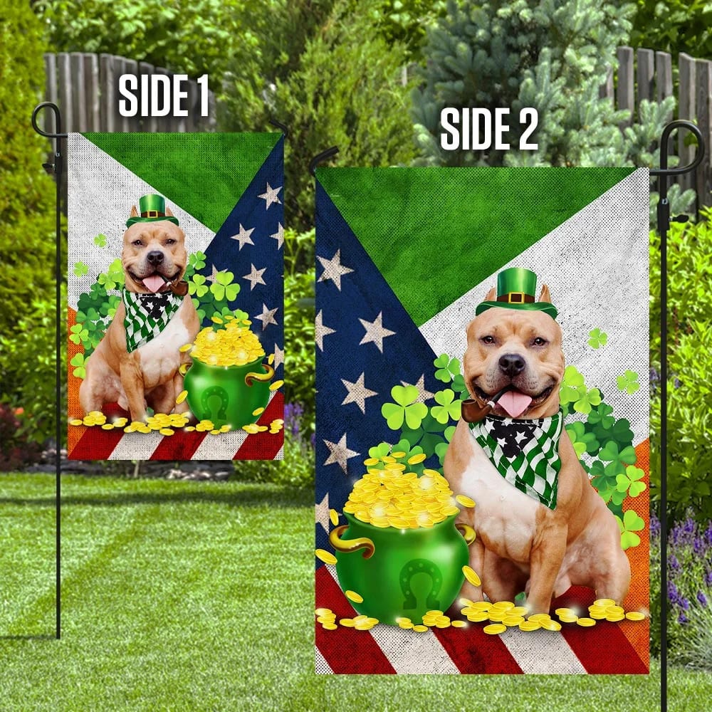 Pit Bull House Flag - St Patrick's Day Garden Flag - Outdoor St Patrick's Day Decor