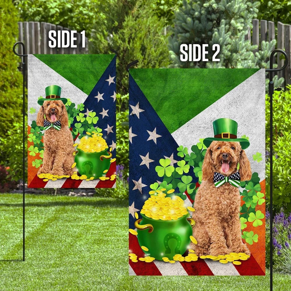 Poodle House Flag - St Patrick's Day Garden Flag - Outdoor St Patrick's Day Decor