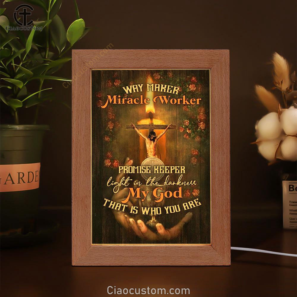 Pretty Candle Rose Garden Jesus Way Maker Miracle Worker Frame Lamp