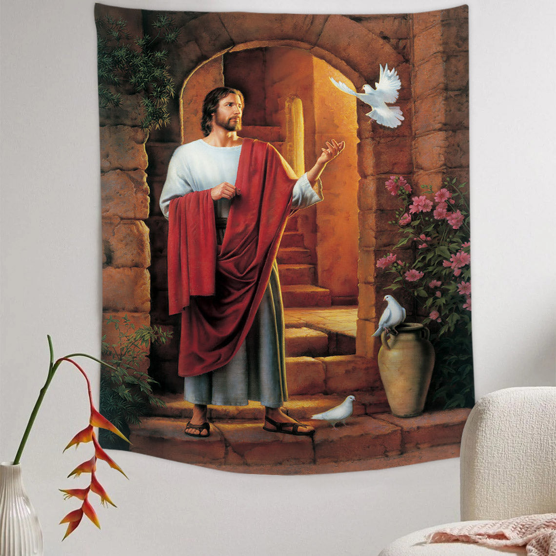 Prince of Peace Tapestry - Jesus Picture - Religious Tapestry - Christian Tapestry Wall Hangings