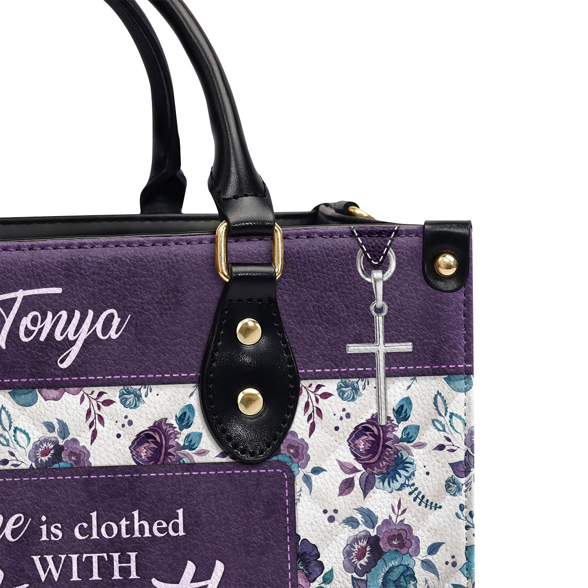 Proverbs 3125 Personalized Leather Handbag With Handle She Is Clothed With Strength and Dignity Religious Gift For Female Pastors