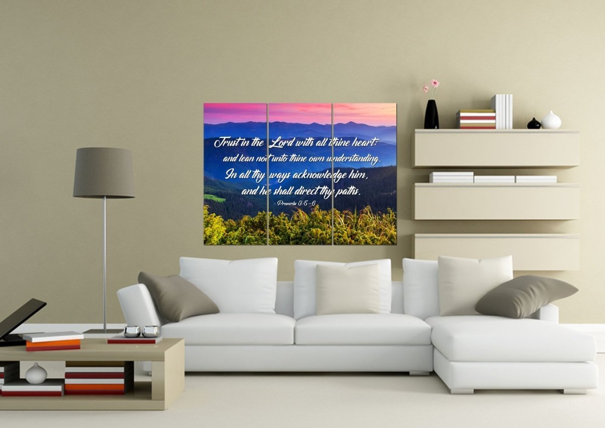 Proverbs 35-6 #3 Kjv 'Trust In The Lord' Christian Scripture Wall Art Canvas - Christian Canvas Wall Art