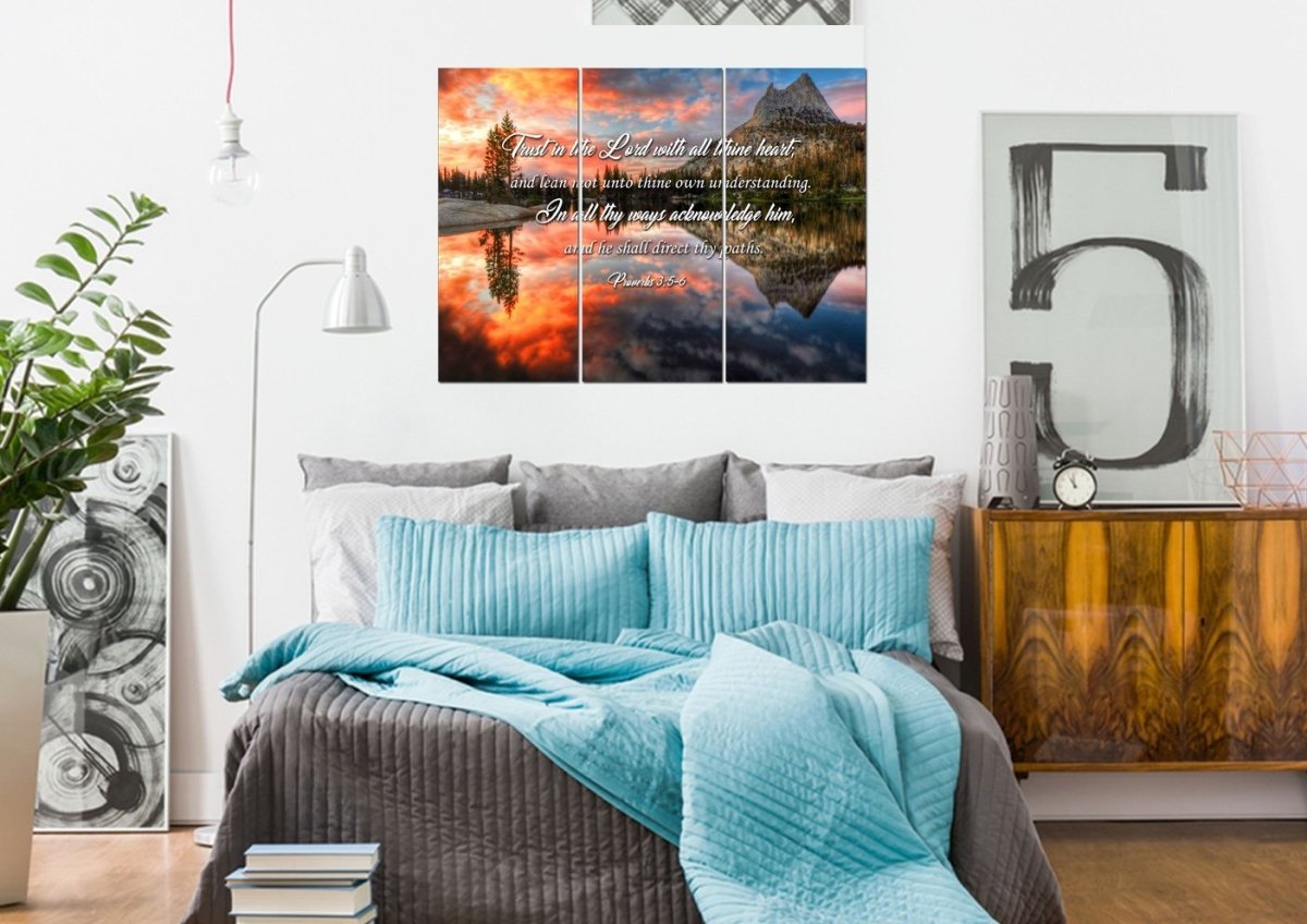 Proverbs 35-6 Kjv 'Trust In The Lord With All Thine Heart' Christian Scripture Wall Art Canvas - Christian Canvas Wall Art