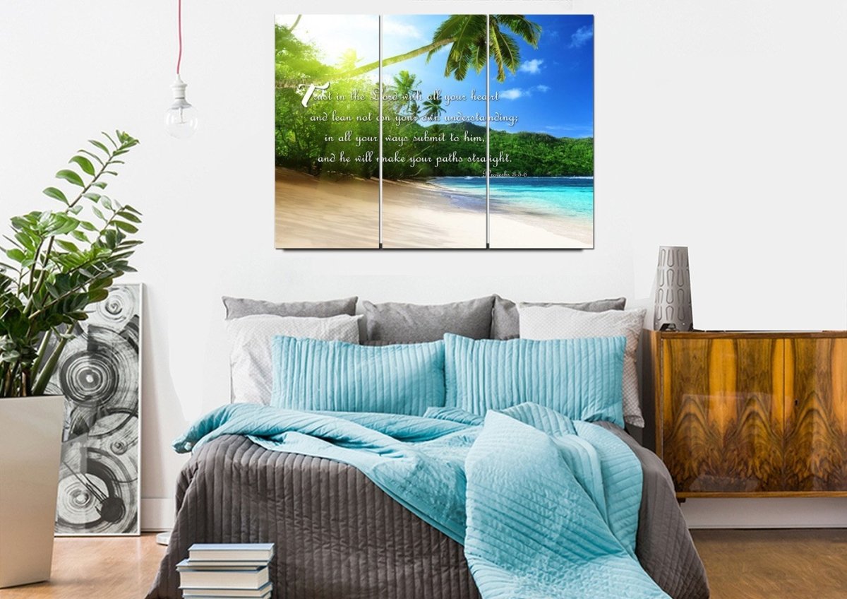 Proverbs 35-6 Niv Trust In The Lord Christian Scripture Wall Art Canvas - Christian Canvas Wall Art