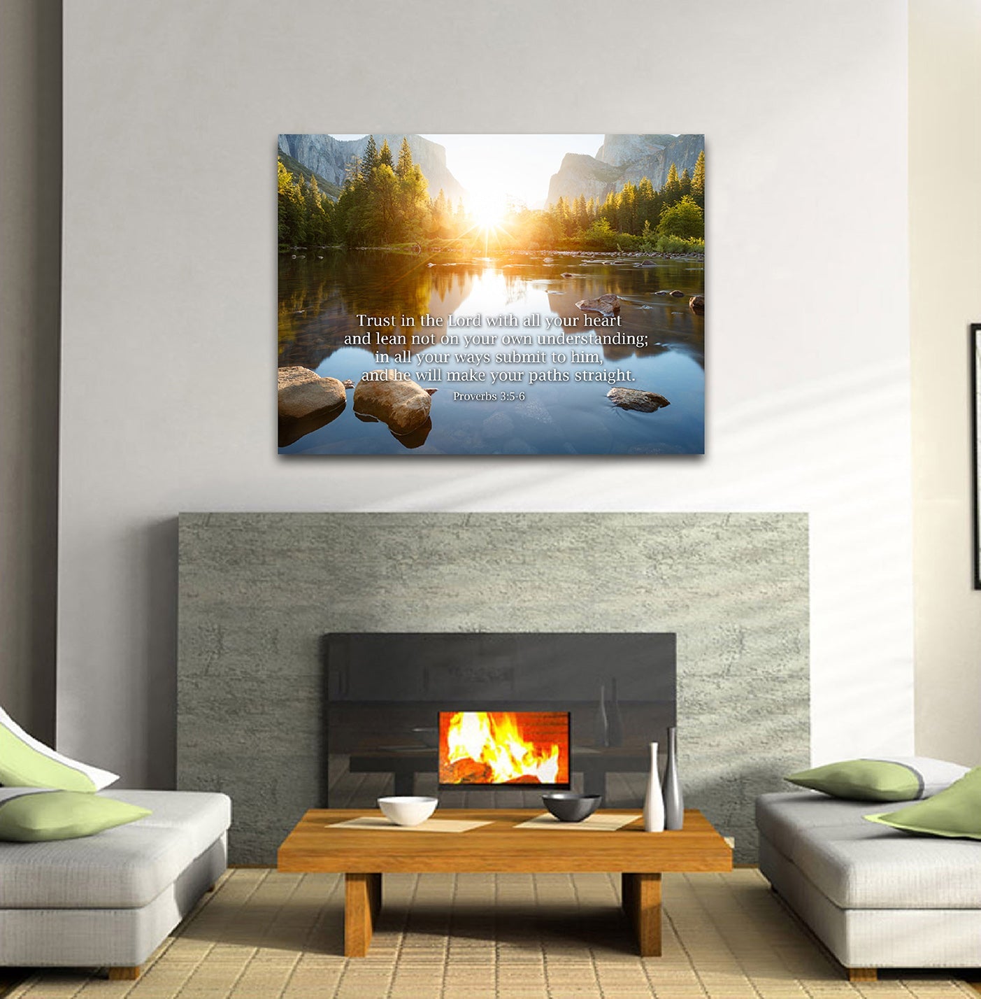 Proverbs 35-6 'Trust In The Lord With All Your Heart' Bible Verse Canvas Wall Art - Christian Canvas Wall Art