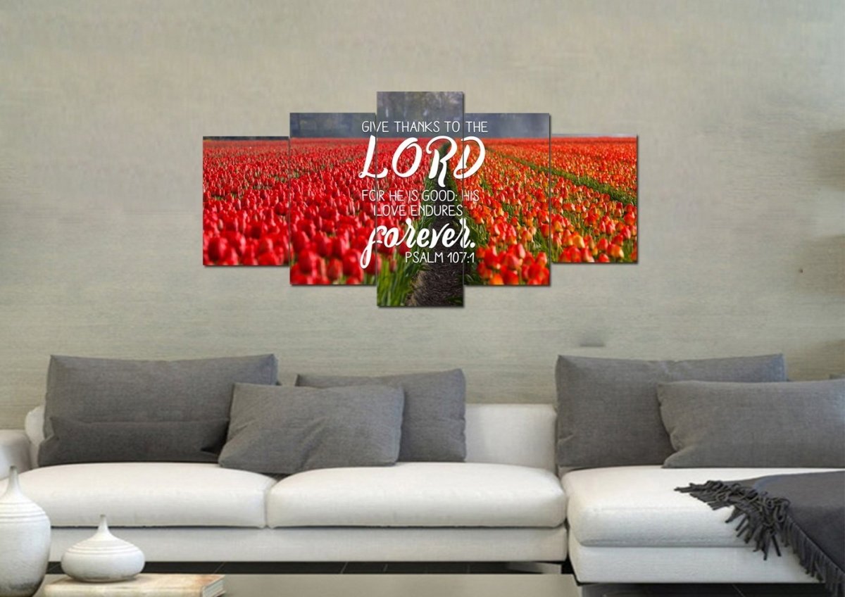 Psalm 1071 Give Thanks To The Lord Canvas Wall Art Print - Christian Canvas Wall Art