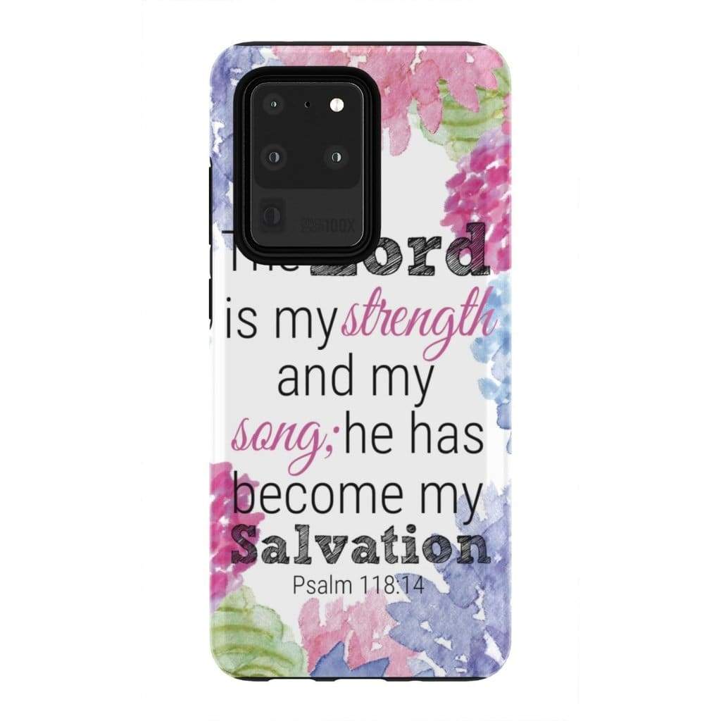 Psalm 11814 The Lord Is My Strength And My Song Phone Case - Inspirational Bible Scripture iPhone Cases