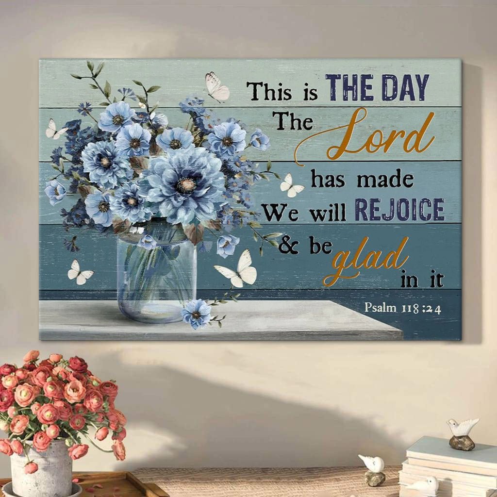 Psalm 11824 This Is The Day Lord Has Made Wall Art Canvas Flowers Bible Verse Decor