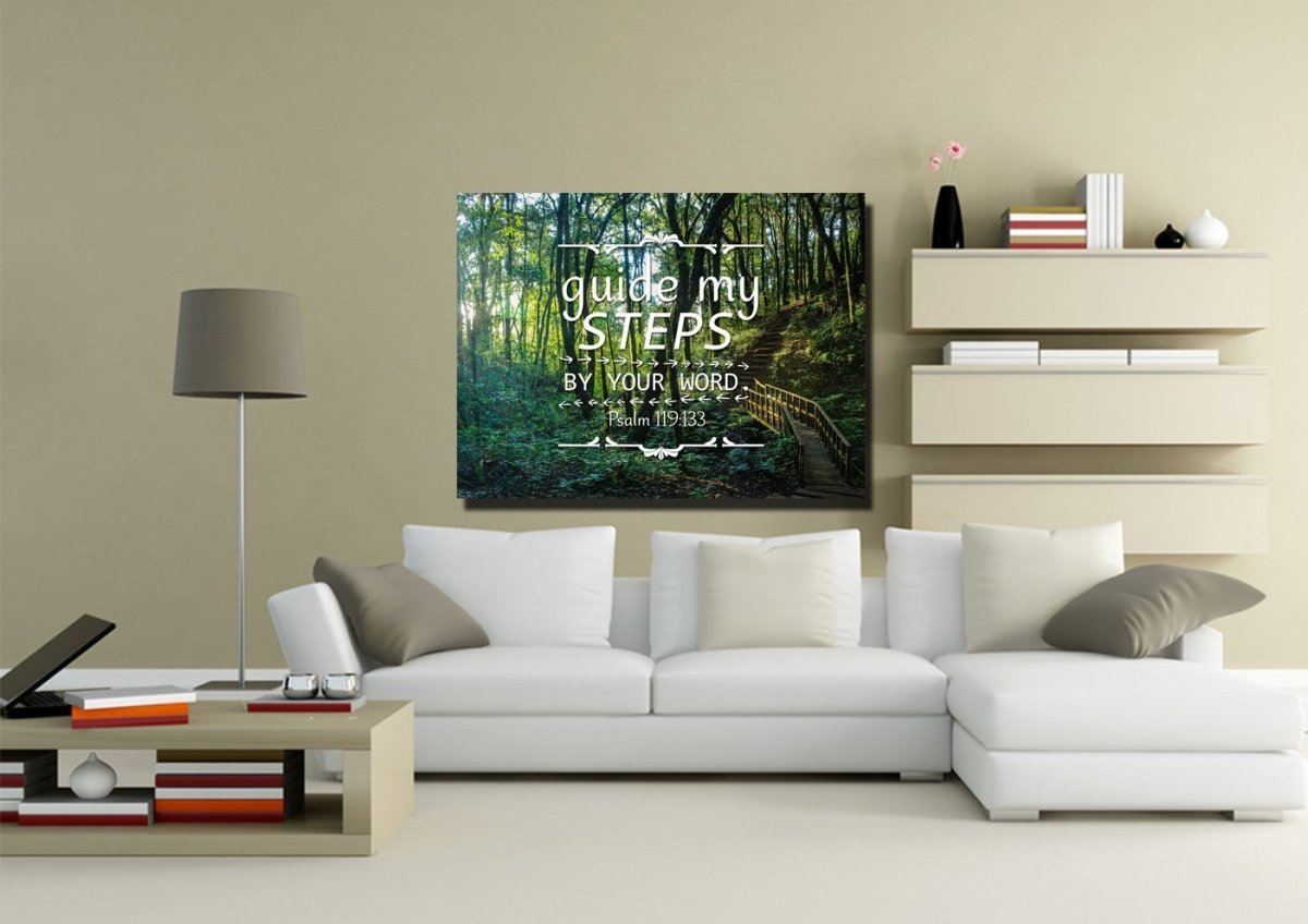Psalm 119133 Guide My Steps By Your Word Canvas Wall Art Print - Christian Canvas Wall Art