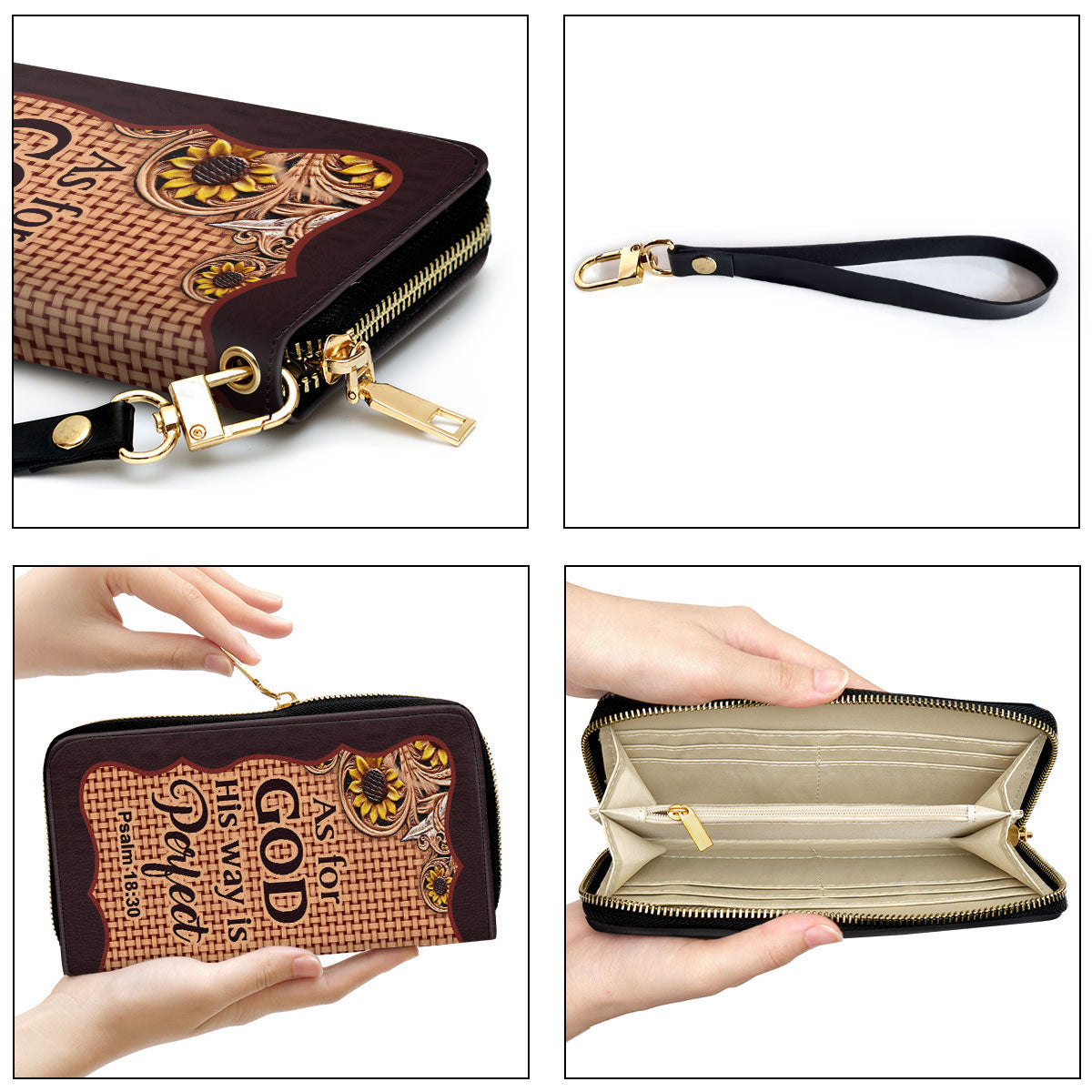 Psalm 1830 As For God, His Way Is Perfect Spiritual Gifts For Religious Women Clutch Purse For Women - Personalized Name - Christian Gifts For Women