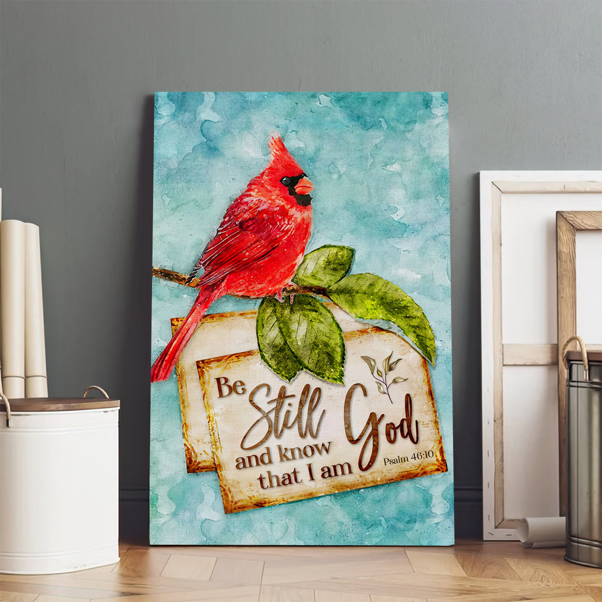 Psalm 4610 Be Still And Know That I Am God Cardinal Christmas Wall Art Canvas - Prints Canvas