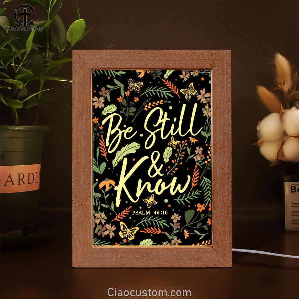 Psalm 4610 Be Still And Know Wildflowers Butterflies Christian Frame Lamp Prints - Bible Verse Wooden Lamp - Scripture Night Light