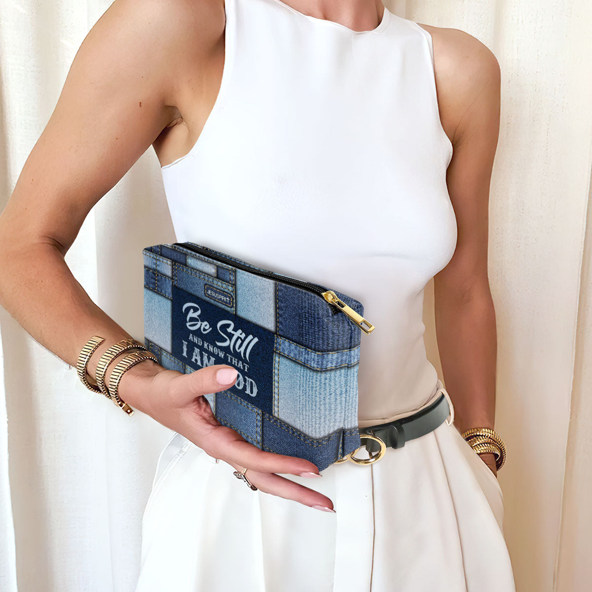 Psalm 4610 Personalized Zippered Leather Pouch Be Still And Know That I Am God - Spiritual Gift For Christian Mom