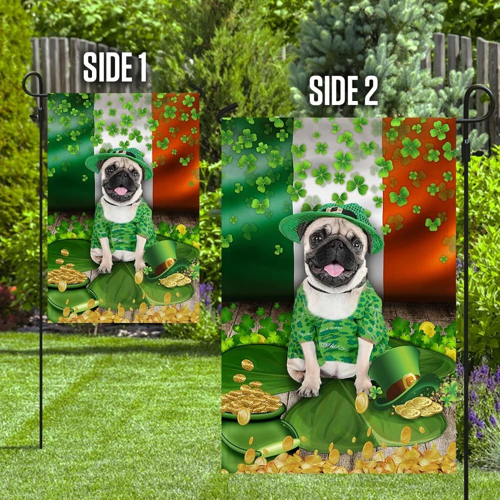 Pug House Flag - St Patrick's Day Garden Flag - Outdoor St Patrick's Day Decor