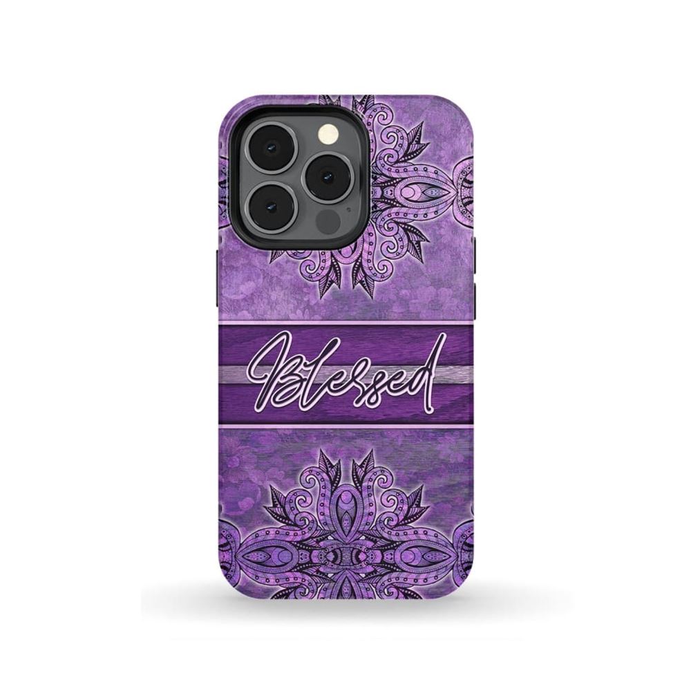 Purple Blessed Phone Case - Christian Phone Case- Iphone Samsung Cases Christian