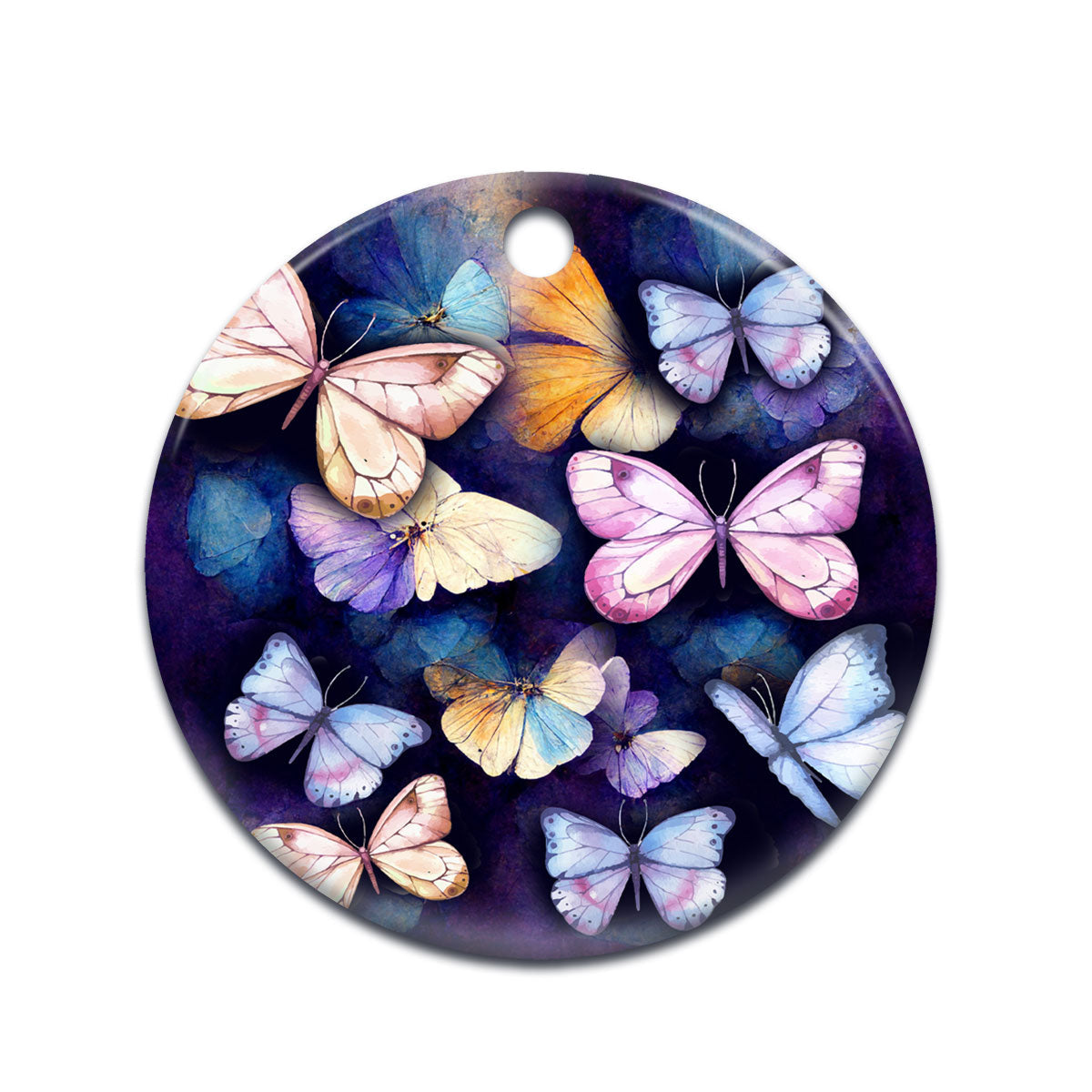 Purple Butterfly Circle Ornament - Christmas Ornament - Ciaocustom