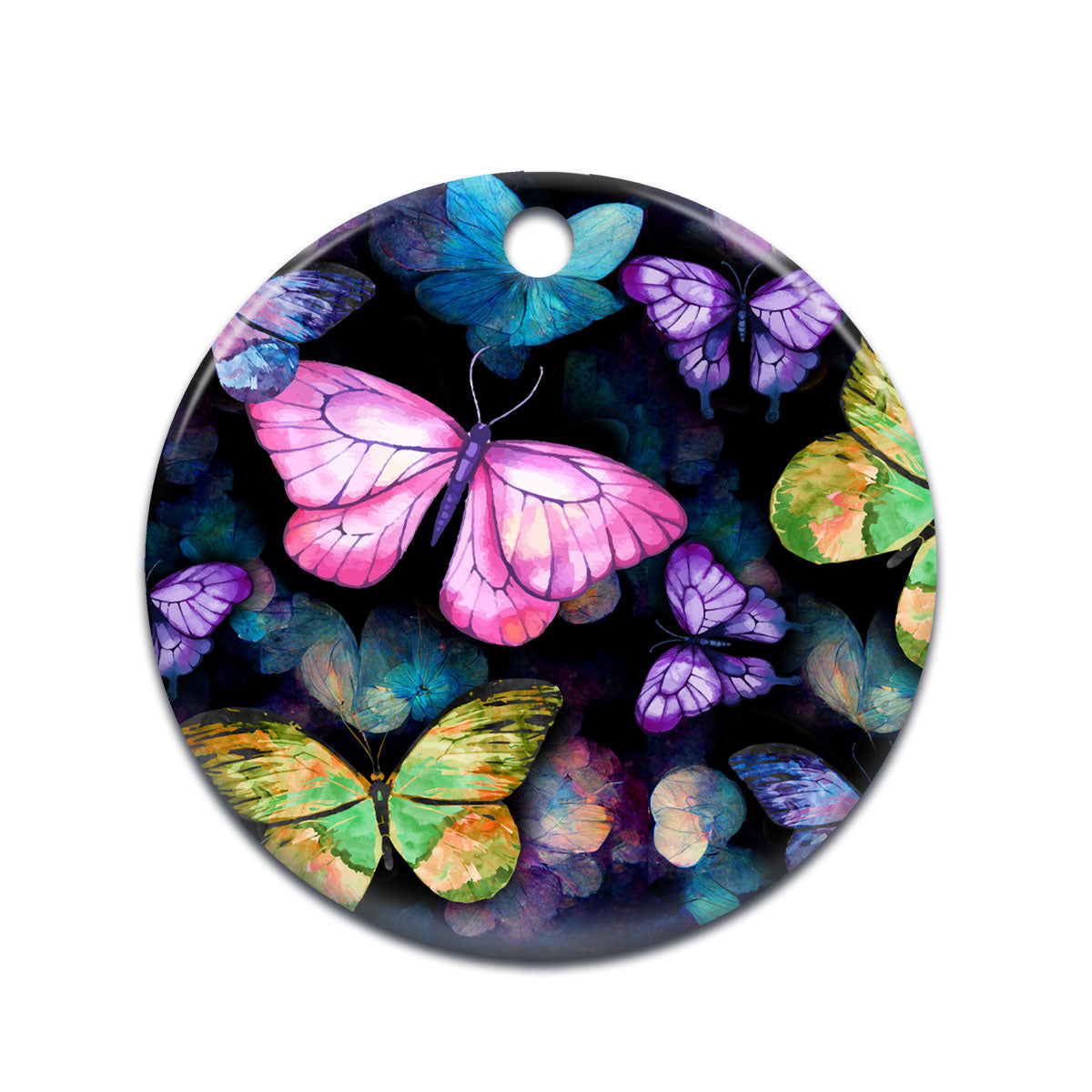 Purple Butterfly Circle Ornament 1 - Christmas Ornament - Ciaocustom