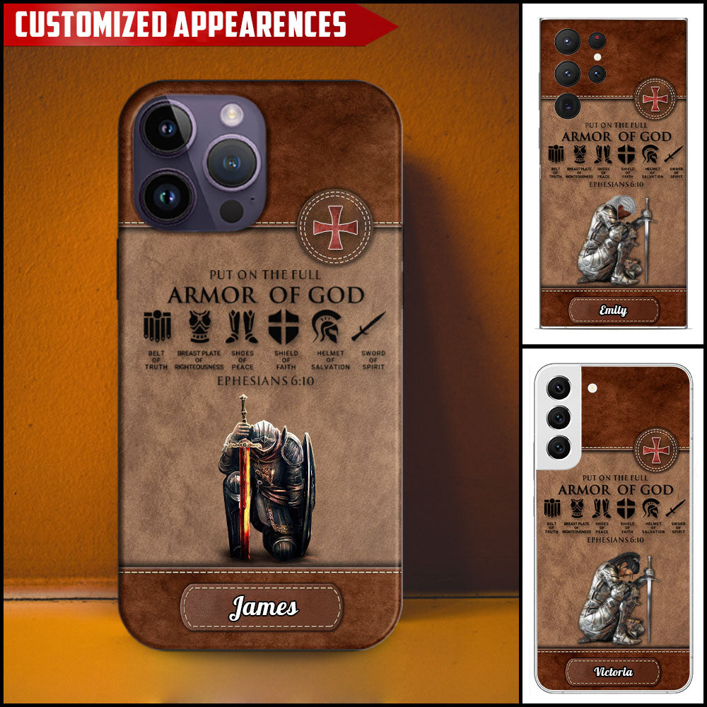 Put On The Armor Of God Leather Pattern Personalized Phone Case - Christian Phone Case - Bible Verse Phone Case