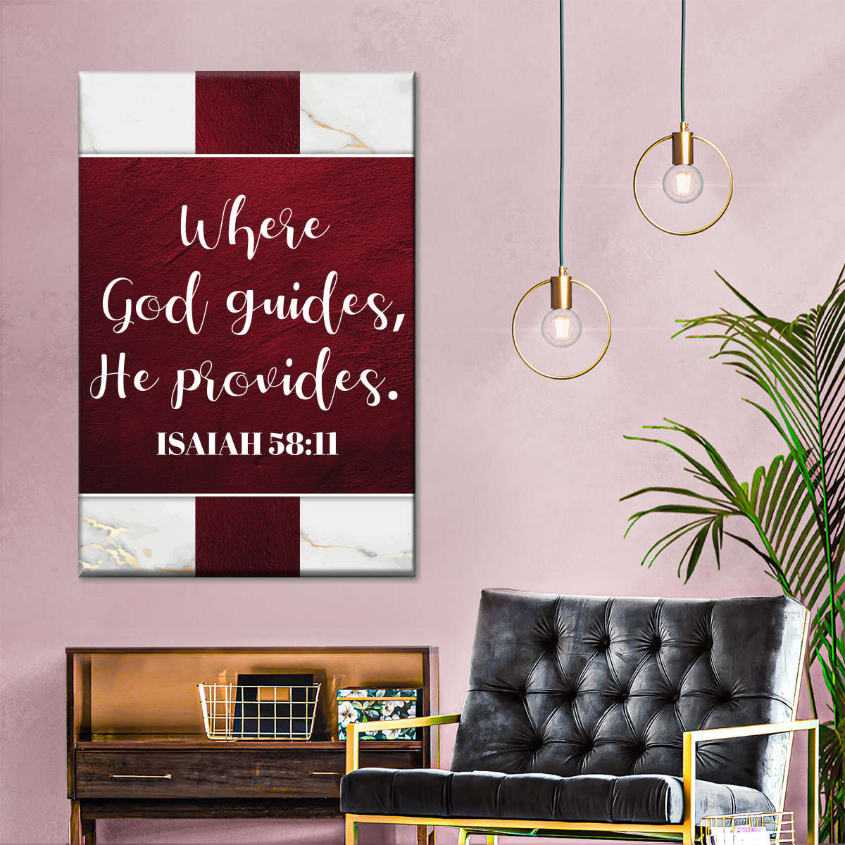 Religious Where God Guides He Provides Wall Art Canvas - Canvas Religious Wall Art - Christian Wall Decor Living Room