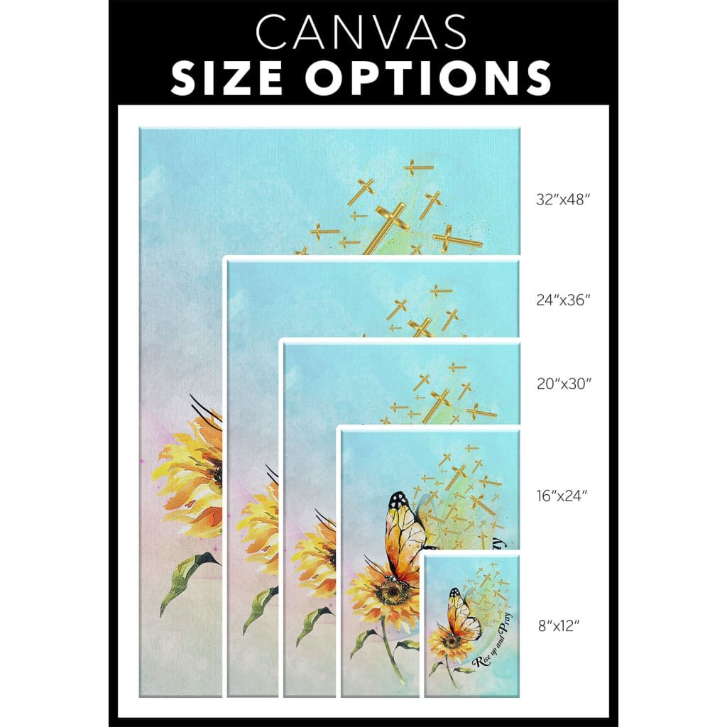 Rise Up And Pray Butterfly Sunflower Canvas Wall Art - Christian Canvas Prints - Bible Verse Canvas