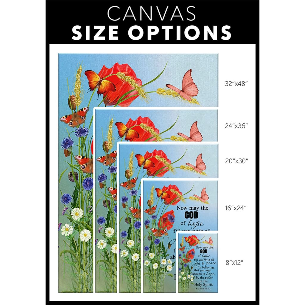 Romans 1513 May The God Of Hope Fill You Canvas Wall Art - Christian Canvas Prints - Bible Verse Canvas