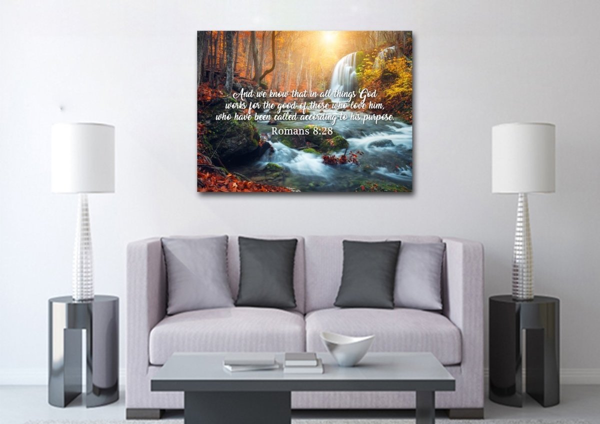 Romans 828 God Works For The Good Canvas Wall Art Print - Christian Canvas Wall Art