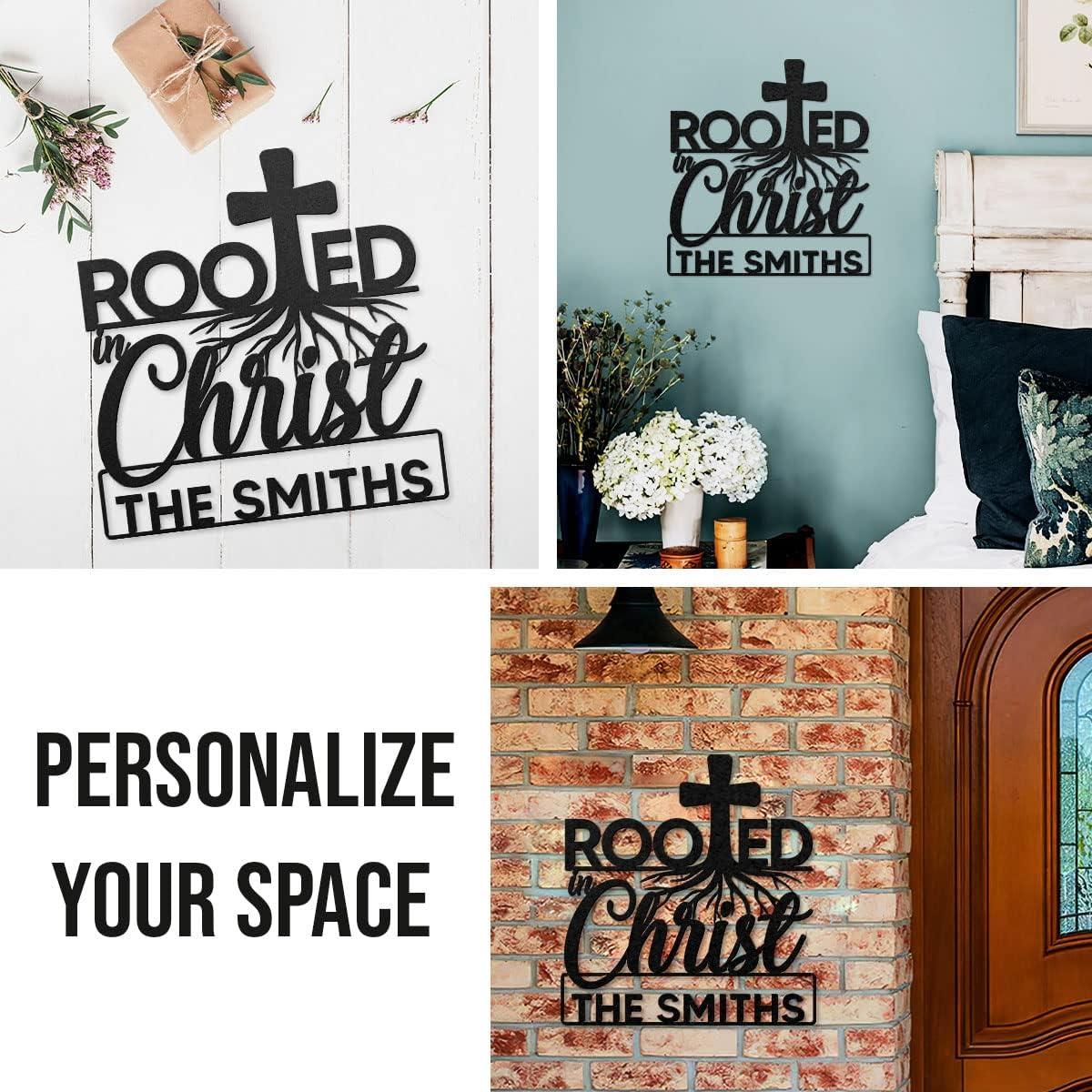 Rooted Christ Personalized Metal Signs - Custom Metal Art - Metal Signs For Outdoors