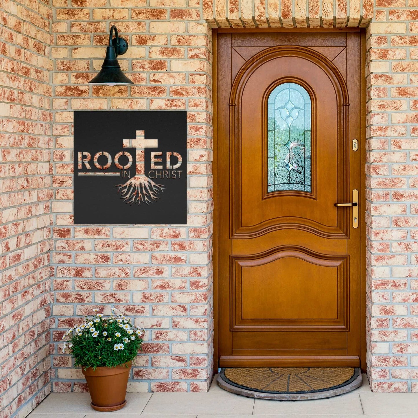 Rooted In Christ Metal Sign - Christian Metal Wall Art - Religious Metal Wall Decor