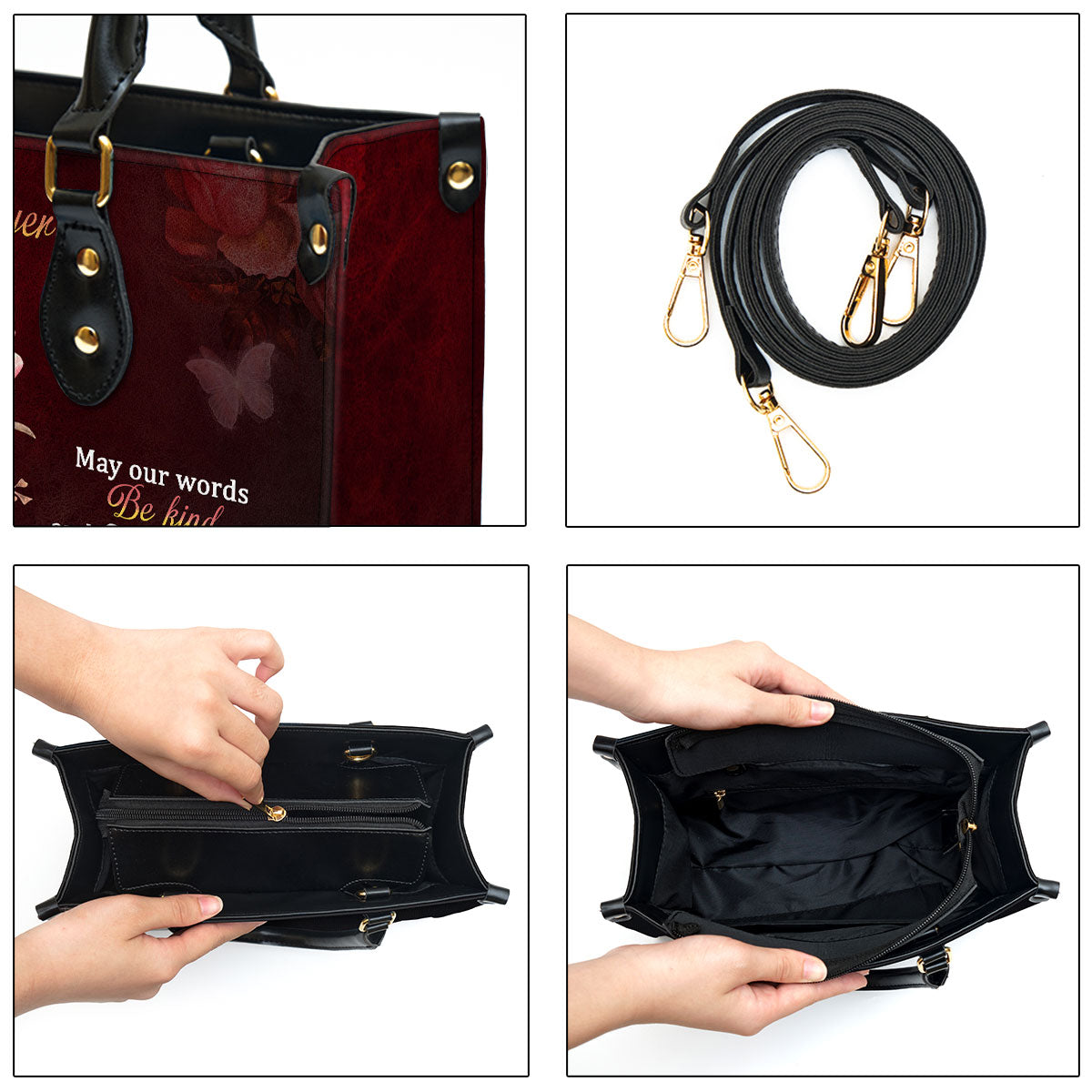 Roses And Cross Marriage Prayer Personalized Leather Handbag With Handle Christian Valentine Gifts For Women