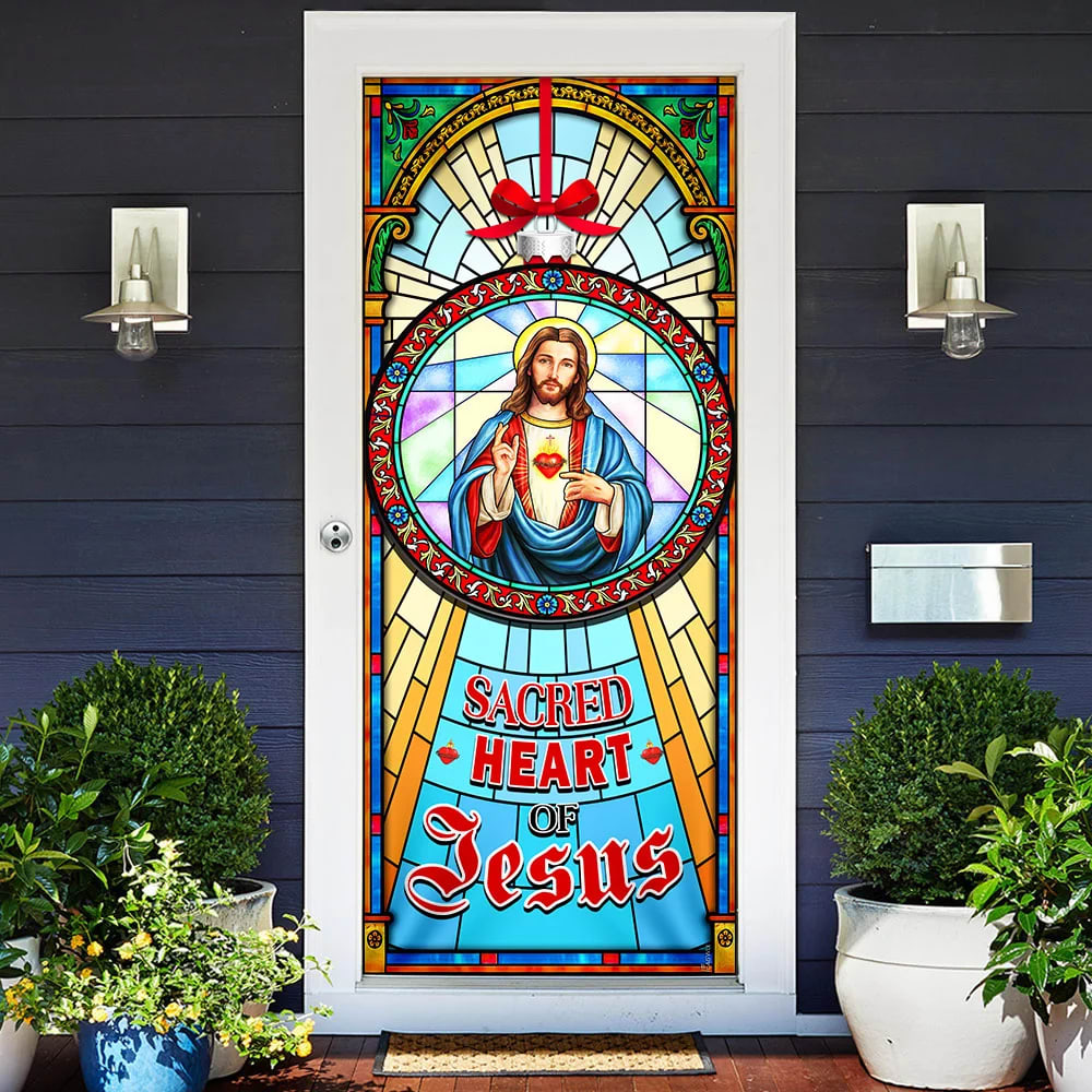 Sacred Heart Of Jesus Door Cover - Religious Door Decorations - Christian Home Decor